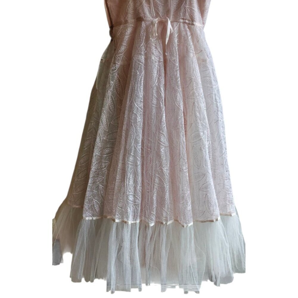 Vintage 1950s Lace & Netting Formal Cocktail Party Dress XXS - Picture 9 of 14